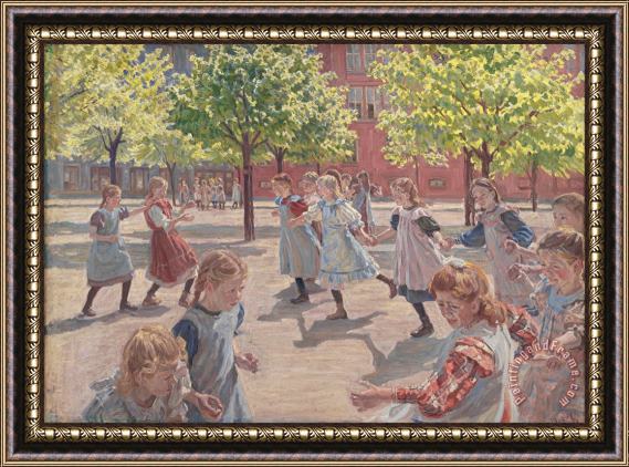 Peter Hansen Playing Children, Enghave Square Framed Painting