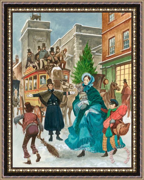 Peter Jackson Victorian Christmas Scene Framed Painting