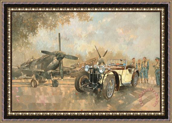 Peter Miller Cream Cracker MG 4 Spitfires Framed Painting
