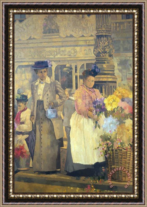 Peter Miller Flower Seller - London Framed Painting