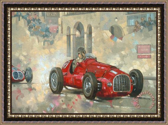 Peter Miller Whitehead's Ferrari passing the pavillion - Jersey Framed Print