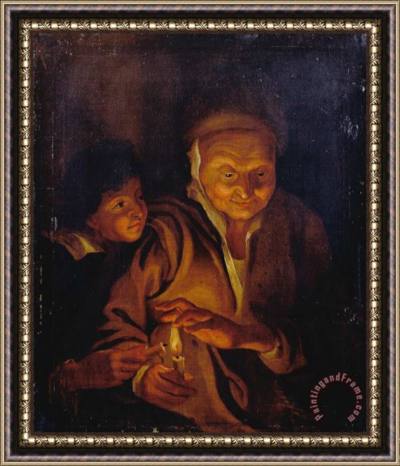Peter Paul Rubens A Boy Lighting a Candle From One Held by an Old Woman Framed Print