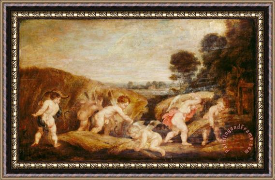Peter Paul Rubens Cupids Harvesting Framed Painting
