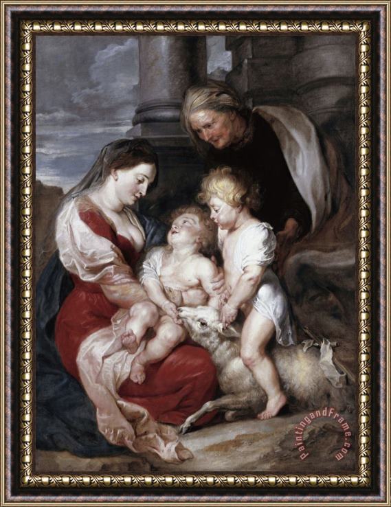 Peter Paul Rubens La Mare De Deu I El Nen Amb Santa Isabel I Sant Joanet, Cap a 1618 Framed Painting