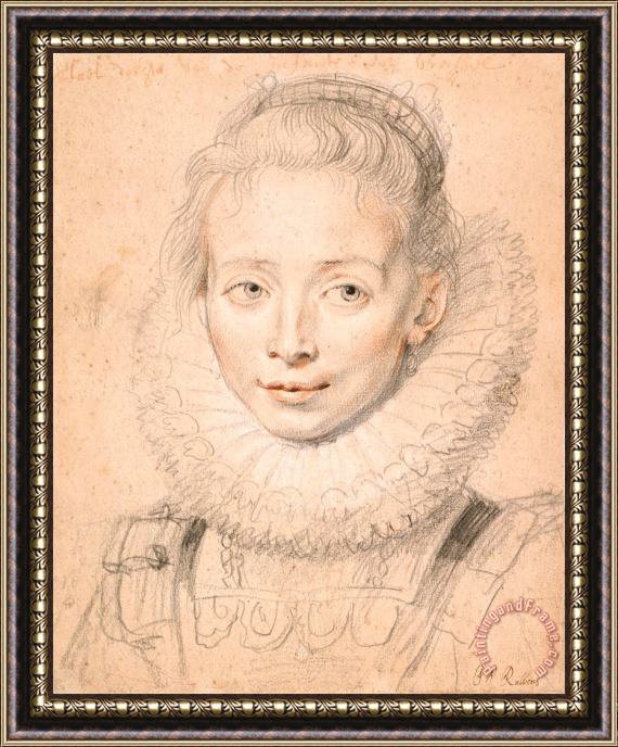 Peter Paul Rubens Rubens's Daughter Clara Serena (so Named Maid of Honor of Infanta Isabella) C. 1623 Framed Painting