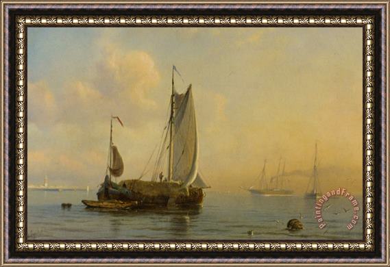 Petrus Paulus Shiedges Shipping Off The Coast Framed Painting