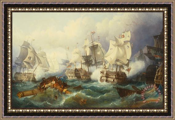 Philip James de Loutherbourg The Battle Of Trafalgar Framed Painting