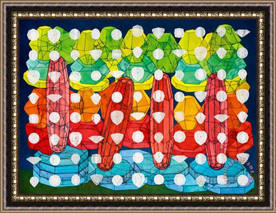 Philip Taaffe Painting with Gemstones Framed Print