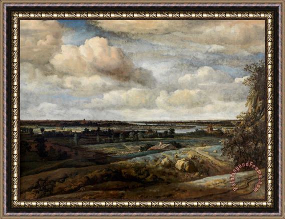 Philips Koninck Dutch Panorama Landscape with a Distant View of Haarlem Framed Painting
