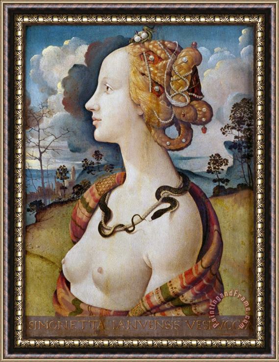 Piero di Cosimo Portrait of Simonetta Vespucci Framed Print