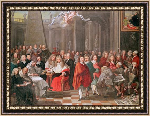 Pierre Adrien Choquet Group of Distinguished Gentlemen Born in Or Around Abbeville Framed Painting