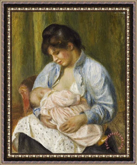 Pierre Auguste Renoir A Woman Nursing a Child Framed Painting