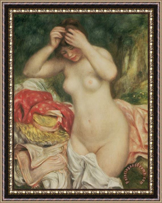 Pierre Auguste Renoir Bather Arranging her Hair Framed Painting