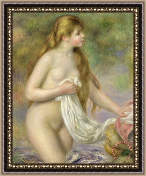 Pierre Auguste Renoir Bather with Long Hair Framed Painting
