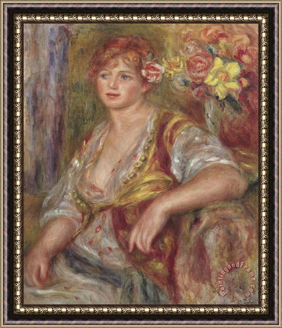 Pierre Auguste Renoir Blonde Woman with a Rose Framed Print
