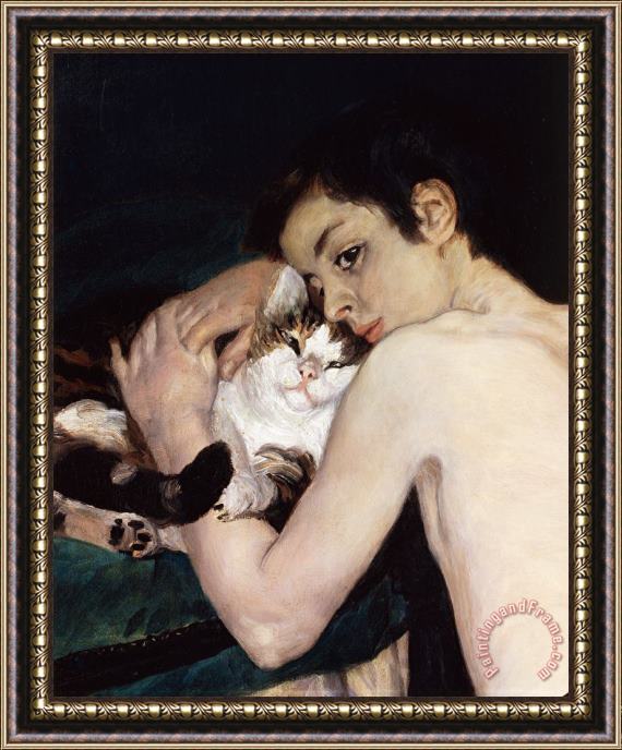 Pierre Auguste Renoir Boy With A Cat Framed Painting