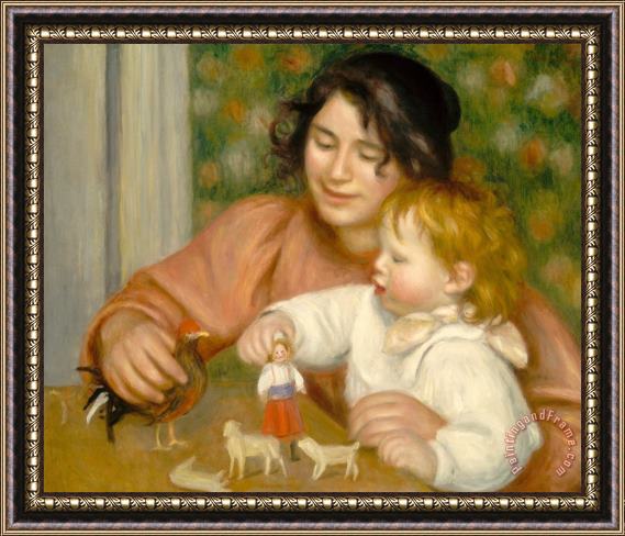 Pierre Auguste Renoir Child With Toys Gabrielle And The Artist S Son Jean Framed Print