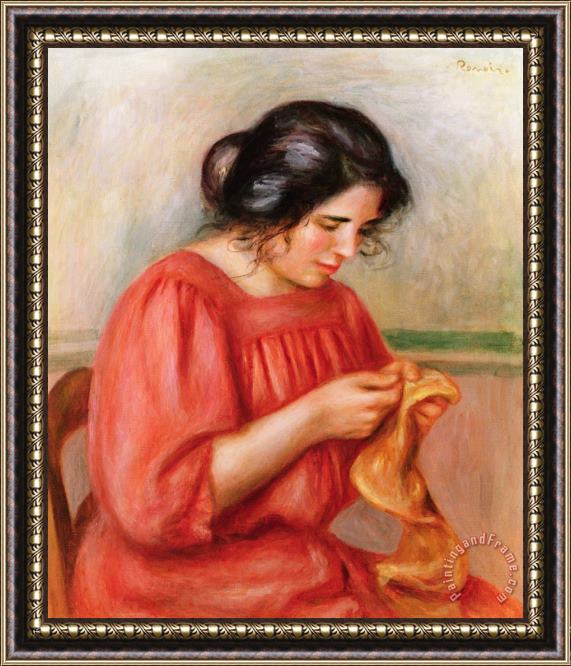 Pierre Auguste Renoir Gabrielle Darning Framed Painting