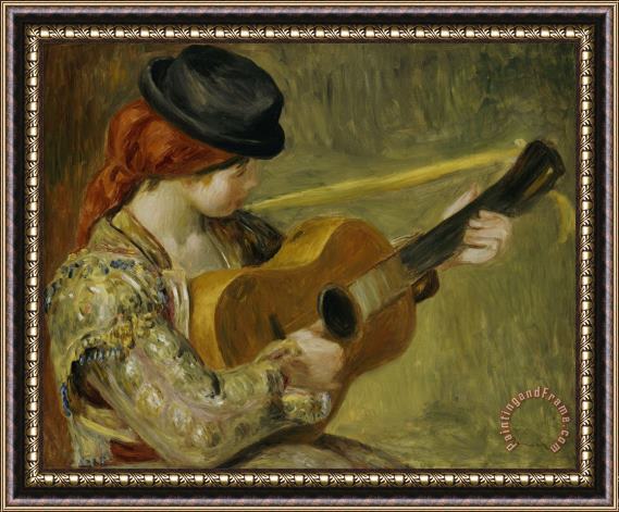 Pierre Auguste Renoir Girl with a Guitar Framed Painting