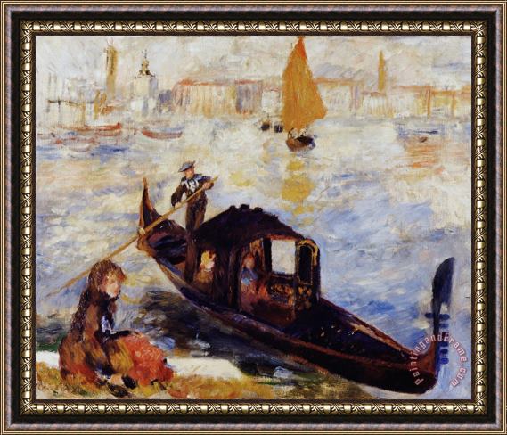 Pierre Auguste Renoir Gondola on The Grand Canal in Venice Framed Painting