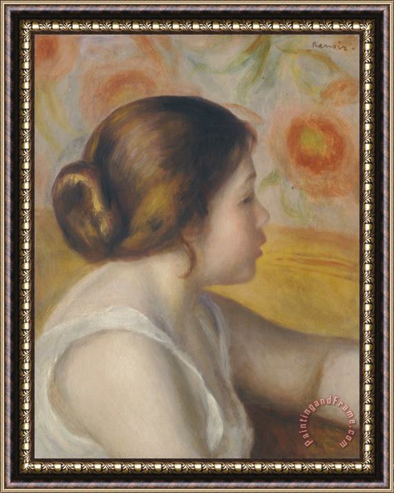 Pierre Auguste Renoir Head of a Young Girl (tete D'une Jeune Fille) Framed Print