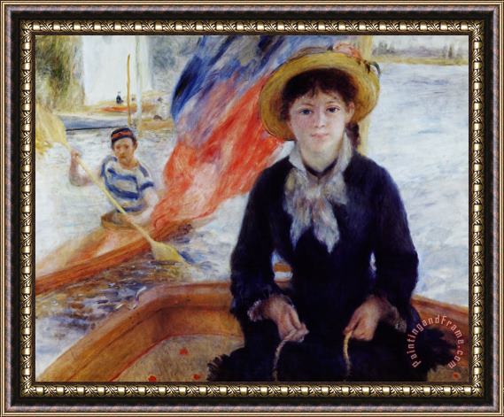 Pierre Auguste Renoir In a Dinghy Framed Painting