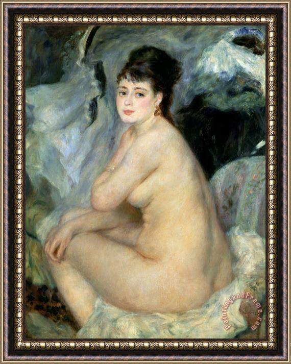 Pierre Auguste Renoir Nude Or Nude Seated On A Sofa 1876 Framed Print
