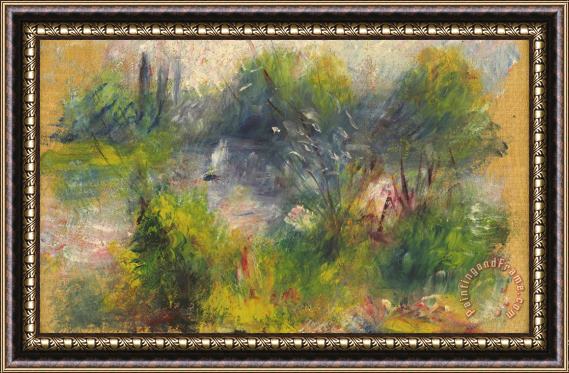 Pierre Auguste Renoir On The Shore of The Seine (paysage Bord Du Seine) Framed Painting