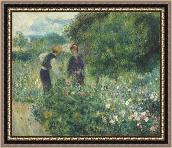 Pierre Auguste Renoir Picking Flowers Framed Painting