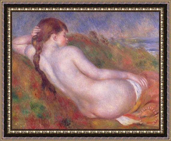 Pierre Auguste Renoir Reclining Nude in a Landscape Framed Print