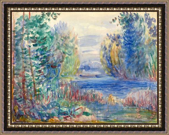 Pierre Auguste Renoir River Landscape, 1890 Framed Painting
