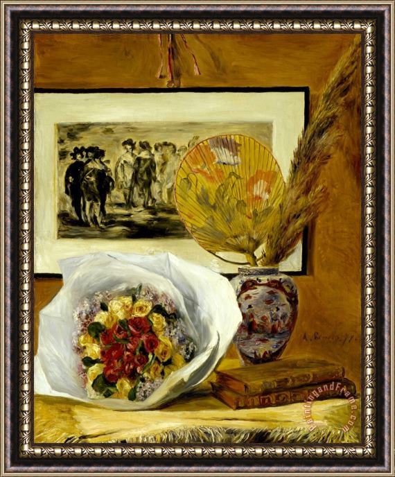 Pierre Auguste Renoir Still Life with Bouquet Framed Painting