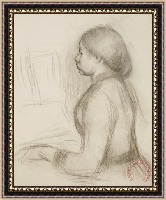 Pierre Auguste Renoir Study Of A Young Girl At The Piano Framed Painting