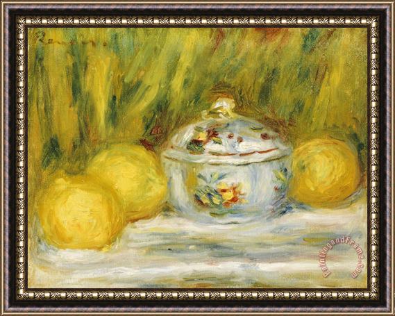 Pierre Auguste Renoir Sugar Bowl And Lemons Framed Print