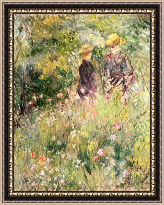 Pierre Auguste Renoir The Garden of Roses Framed Painting