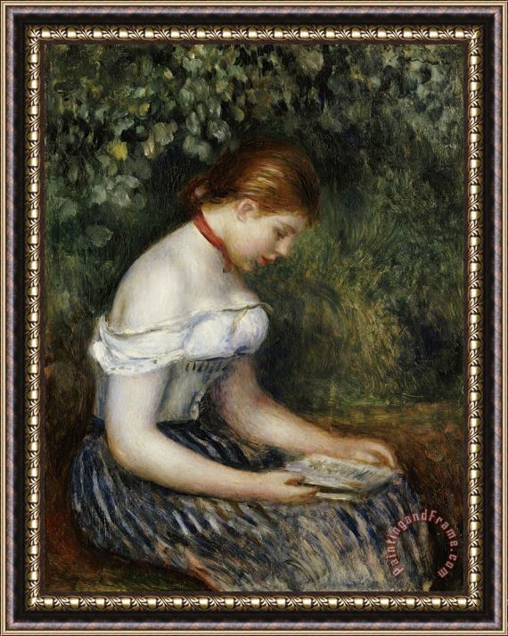 Pierre Auguste Renoir The Reader A Seated Young Girl Framed Painting
