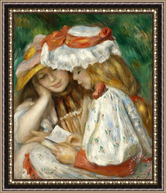 Pierre Auguste Renoir Two Girls Reading Framed Painting