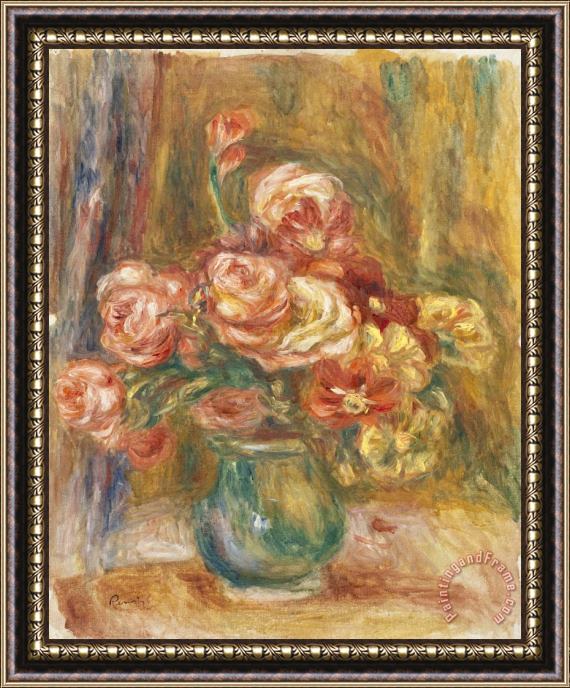 Pierre Auguste Renoir Vase of Roses Framed Print