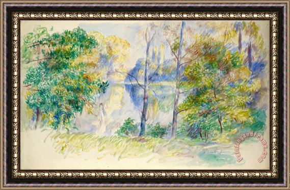 Pierre Auguste Renoir View of a Park Framed Painting