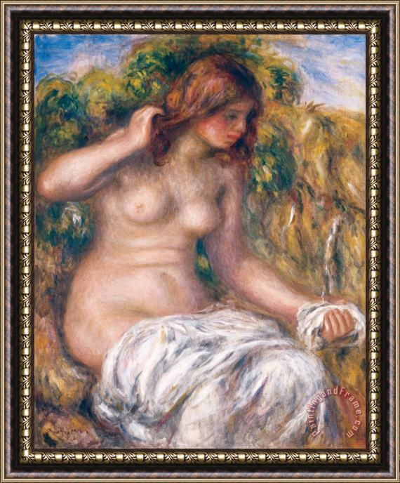 Pierre Auguste Renoir Woman by Spring Framed Painting