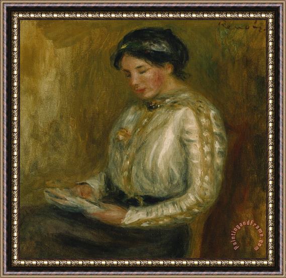 Pierre Auguste Renoir Woman Reading Framed Print