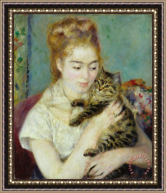 Pierre Auguste Renoir Woman With A Cat Framed Print