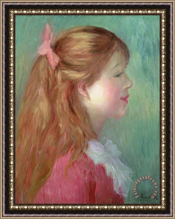 Pierre Auguste Renoir Young girl with Long hair in profile Framed Print
