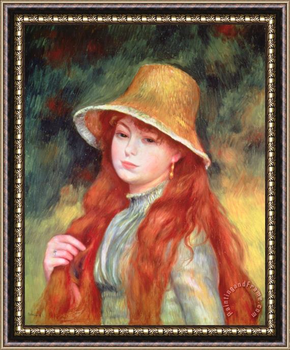 Pierre Auguste Renoir Young Girl with Long Hair Framed Print
