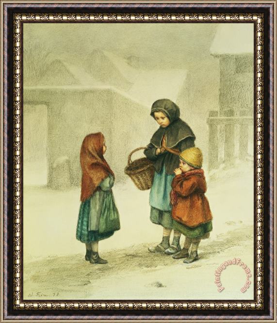 Pierre Edouard Frere Conversation In The Snow Framed Painting
