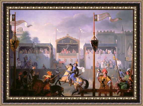 Pierre Henri Revoil Scene of a Tournament in the Fourteenth Century Framed Painting