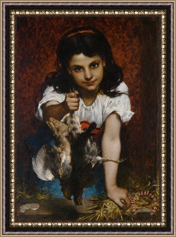 Pierre-louis-joseph De Coninck A Girl with Birds Framed Print