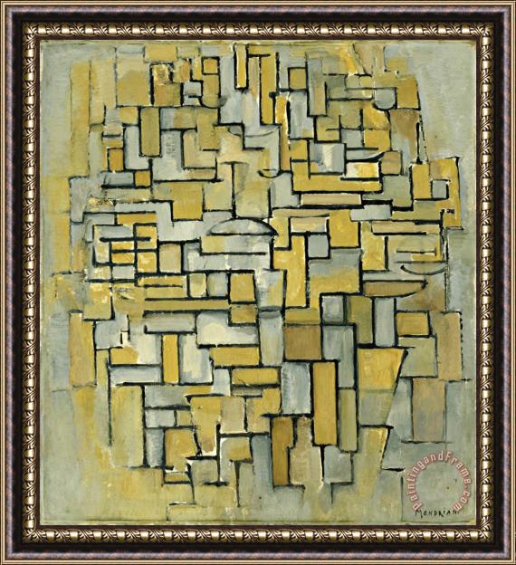 Piet Mondrian Composition in Brown And Gray Framed Painting
