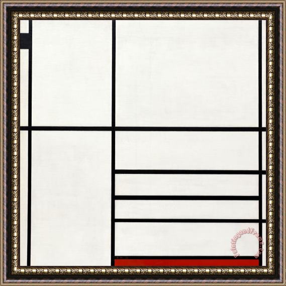 Piet Mondrian Composition in White, Black, And Red Framed Painting