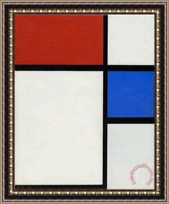 Piet Mondrian Composition No. Ii, with Red And Blue Framed Painting